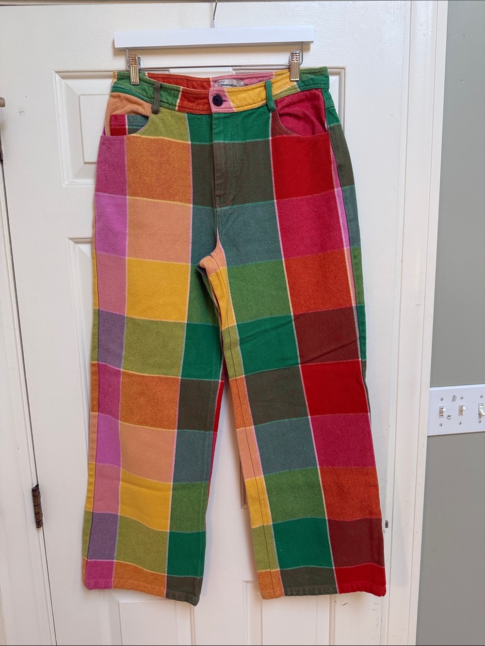 Nuuly Thinking Mu Colorblock Plaid Blanket Pants - Multicolor EU Sz 42